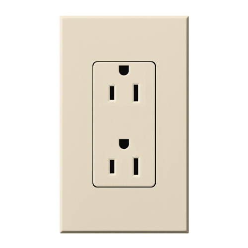 Duplex 15 A receptacle, tamper resistant, 125V/15A in light almond