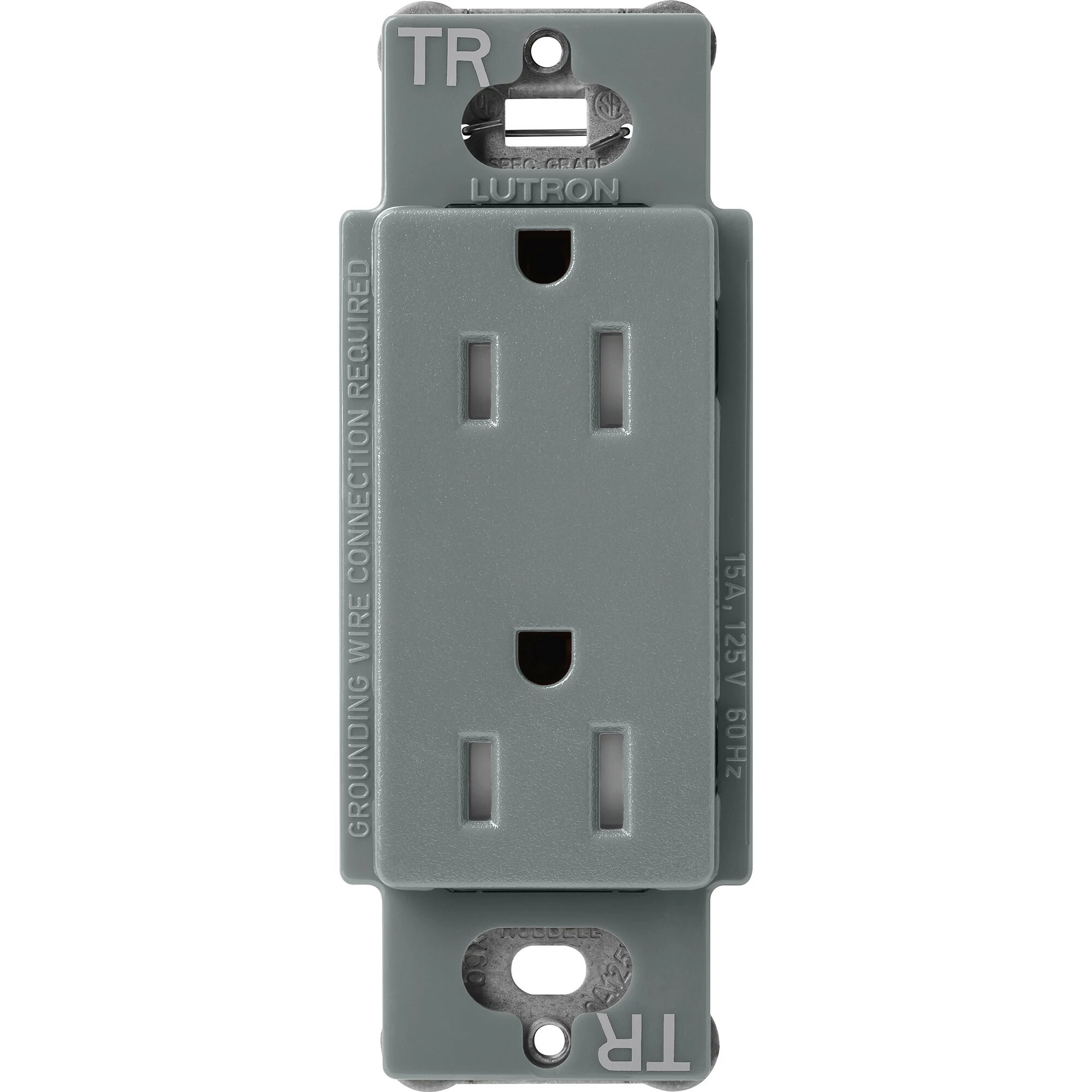 Lutron Claro Tamper-Resistant Duplex Receptacle, 15 Amp, Slate