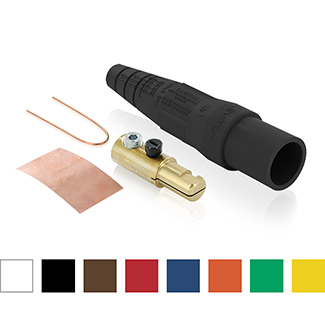 Male Plug, Contact & Insulator, Cam-Type, Detachable, Single Set Screw Termination, #2 - 2/0 AWG, 300 Amp Max, 16 Series Taper Nose, Type 3R "While-in-Use"-Black