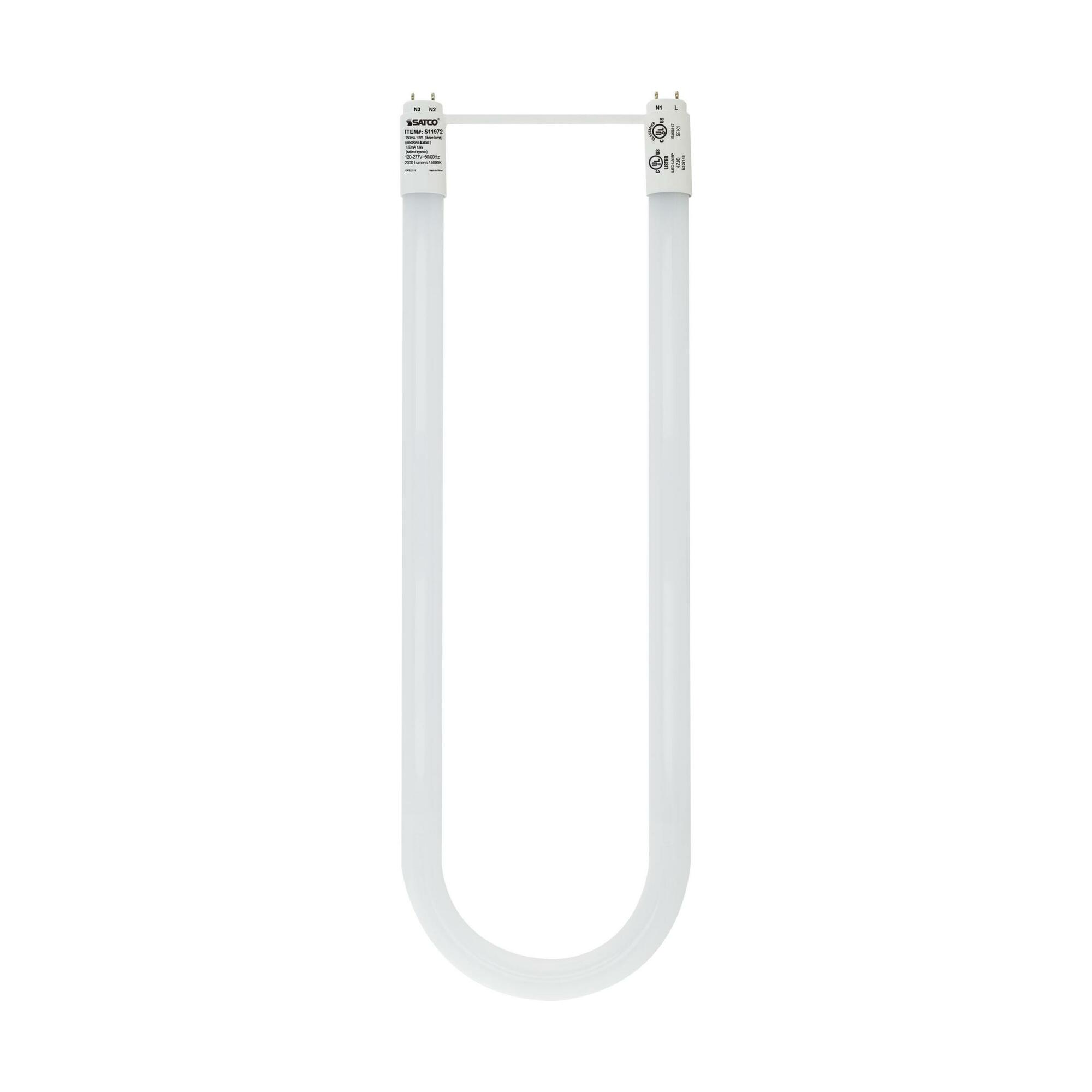 13W T8 U-Bend LED - 50K Hours - G13 Base - 2000L - 40K - Type A/B - Ballast Dependent or Ballast Bypass - 1 or 2-End Wiring