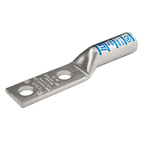 Surecrimp Copper Compression Lug, Conductor Size 2, 2 Holes, 1/2in Bolt Size, 1-3/4in Hole Spacing, Long Barrel, No Sight Window, Tin Plated, UL, CSA