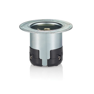 50 Amp, 250 Volt, Non-NEMA, 2P, 3W, Black & White Locking Flanged Inlet, California-Style, Industrial Grade, Grounding - Gray Metal
