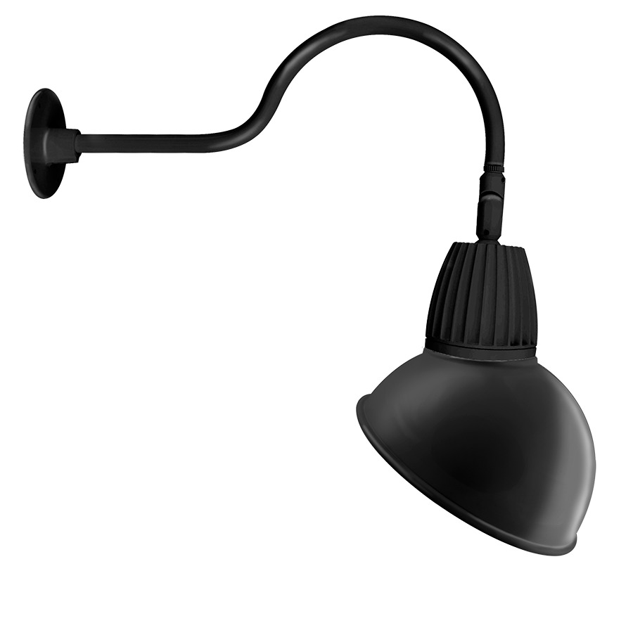 Decorative 839 Lumens Gooseneck 26W 4000K 24 Inches Arm Angled Dome Rectangular 15 Inches Black