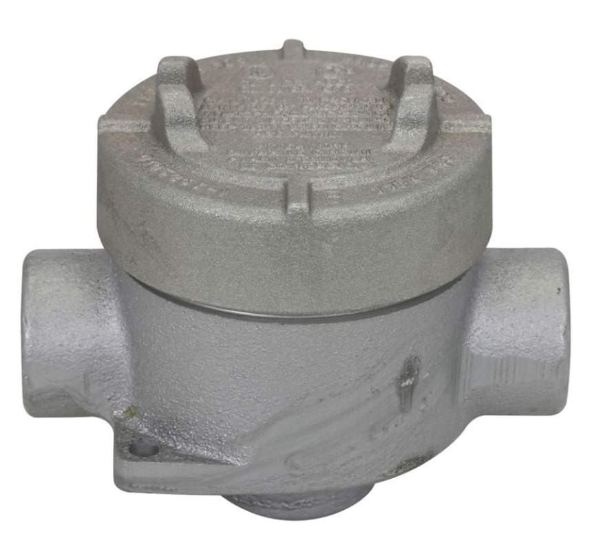 EAJD16 Condulet Type D Dust-Ignitionproof Explosionproof Round Raintight Conduit Outlet Box With Cover, 1/2 in, 3-3/16 in Cover Opening, 18.5 cu-in Capacity, Electro-Galvanized