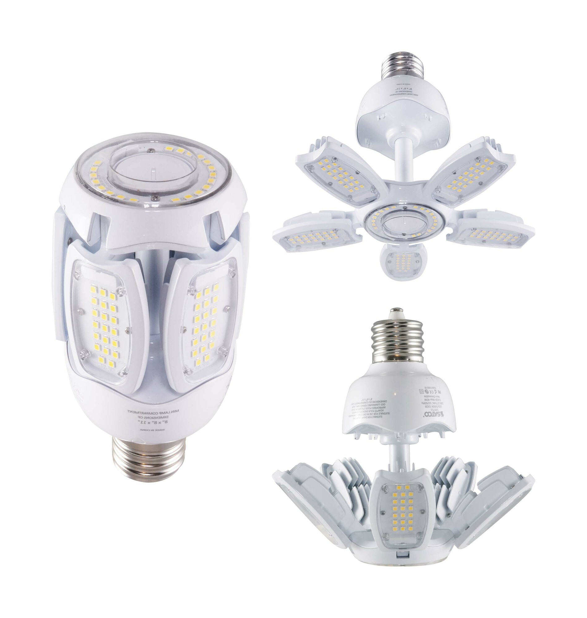 40 Watt LED HID Replacement - 5000K - Mogul Extended Base - Adjustable Beam Angle - 100-277 Volts