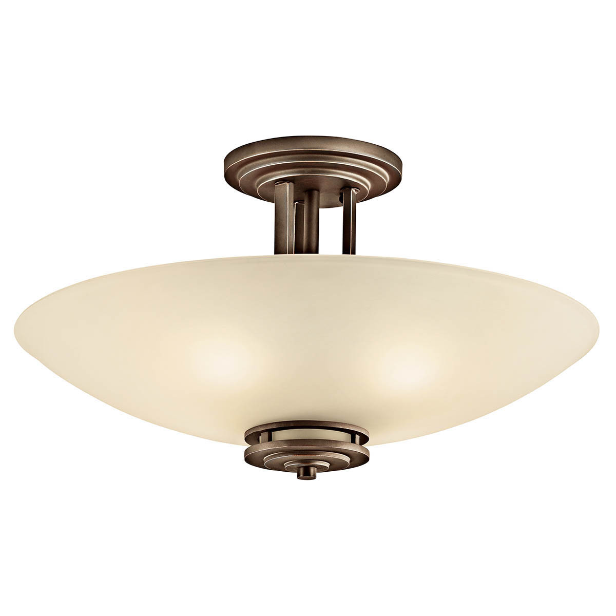 The Hendrik(TM) 24in; 4 light semi flush features a classic look with its Olde Bronze finish and light umber etched glass. Inspired by Hendrik Berlage, the Hendrik Semi Flush works in several aesthetic environments, including traditional and modern.