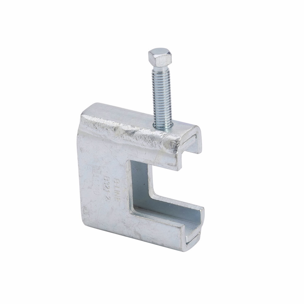 Eaton B-Line series beam clamps, 3.5625"Hx3.25"Lx0.6250"W, Steel, 1300 load, 3/8?-16 rod size, 3/8?-16 screw size, 0.313"beam thickness