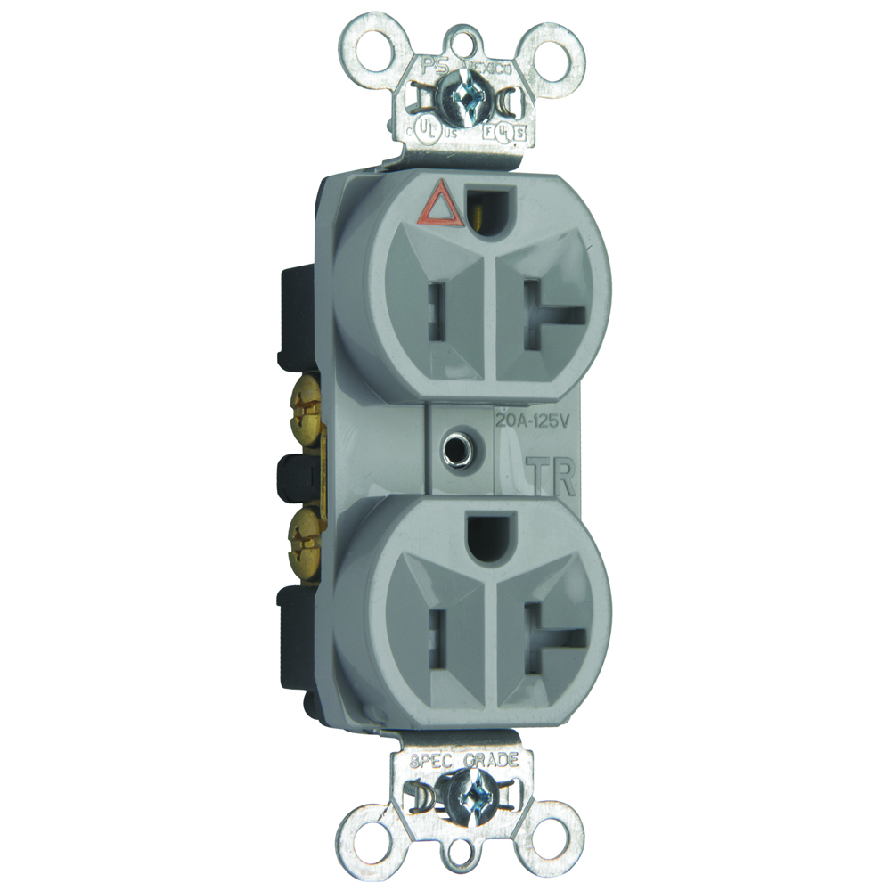 20A 125V, Tamper-Resistant Isolated Ground Receptacles, Gray