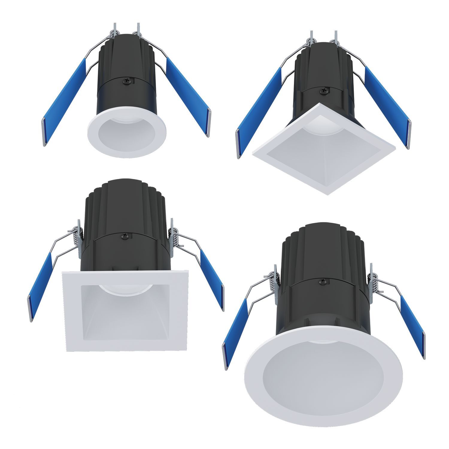 4" Square Smooth LED Canless Downlight, Lumen Selectable 600/900/1200 lm, 90 plus CRI, 5-color Field-SeleCCTable(TM) CCT: 2700/3000/3500/4000/5000K, 120V 60Hz, Matte Black