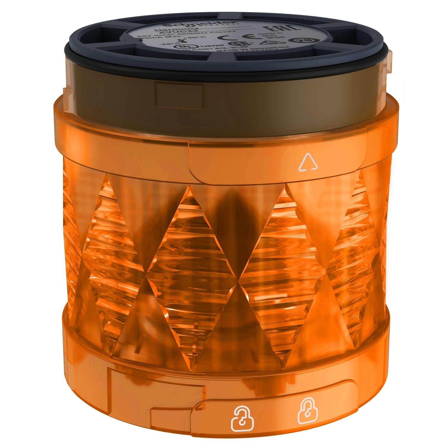 Modular tower light, Harmony XVU, illuminated LED units, orange, 60mm, steady, IP65, 24V AC DC