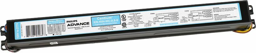 ICN4S5490C2LSG35I Electronic Fluorescent Ballast, Programmed, High, 4 Lamps, 50/60 Hz, 120-277V, 54W