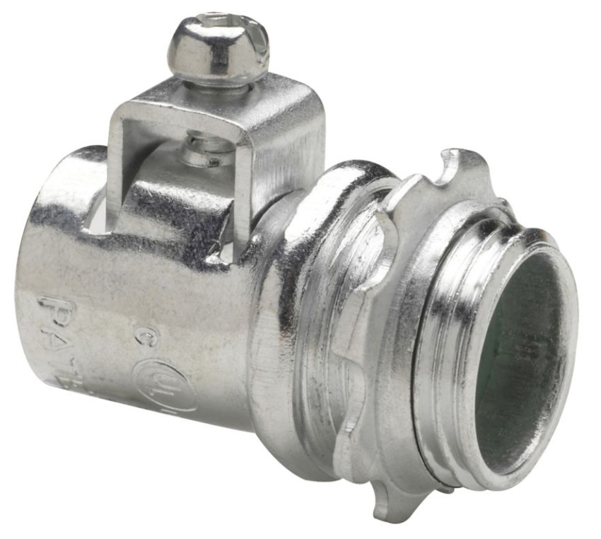ACB125 Straight Conduit Connector, 1-1/4 in Trade, 1.15 to 1.635 in Cable Openings, Steel, Electro-Plated Zinc