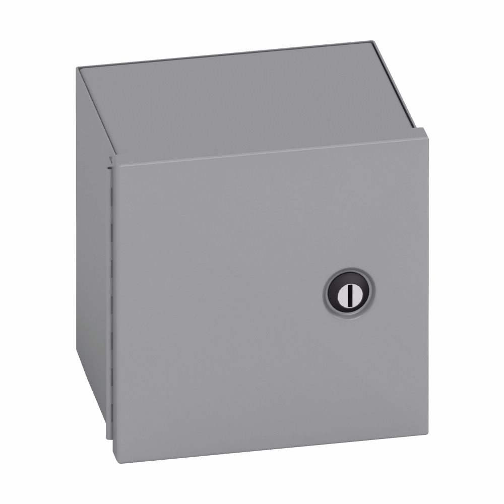 Eaton B-Line series Type 1 panel enclosures, 12" height, 8" length, 12" width, NEMA 1, Hinged cover, 1 enclosure, Wall mount, Small single door, Keyhole slots, Carbon steel