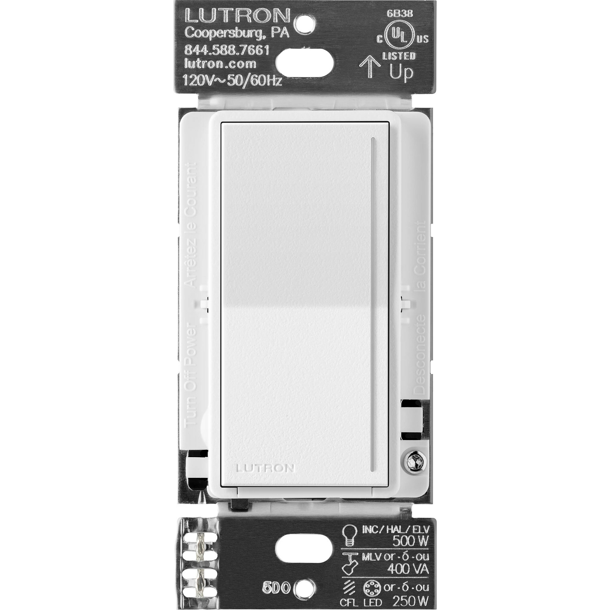 Lutron Sunnata PRO LED+ Touch Dimmer Switch with Phase Selectable Dimming for LED, MLV, ELV, and Incandescent/Halogen lighting, Snow