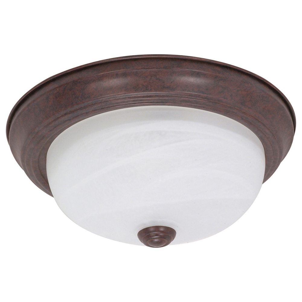 2 Light - 13 - Flush Mount - Alabaster Glass - Old Bronze