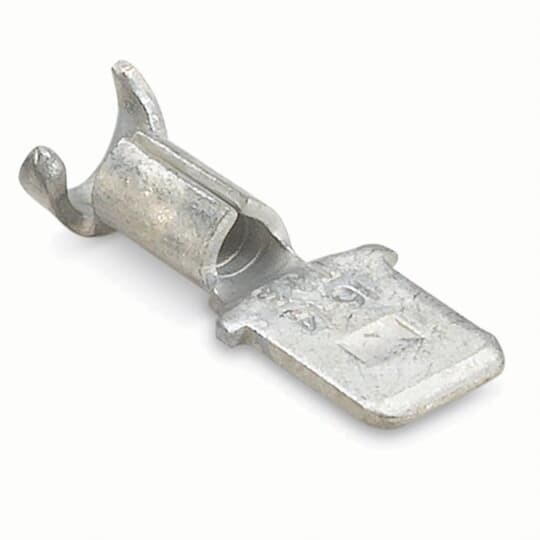 Non-Insulated Male Tab Grip, Length .87 Inches, Tab Size .250x.032, Wire Range #20-#14 AWG, Copper, Tin Plated
