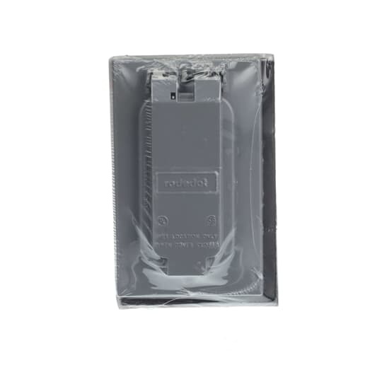 Single Gang Weatherproof Receptacle Cover, Silver, Zinc Alloy, 1 GFI Receptacle Vertical, Device Mount