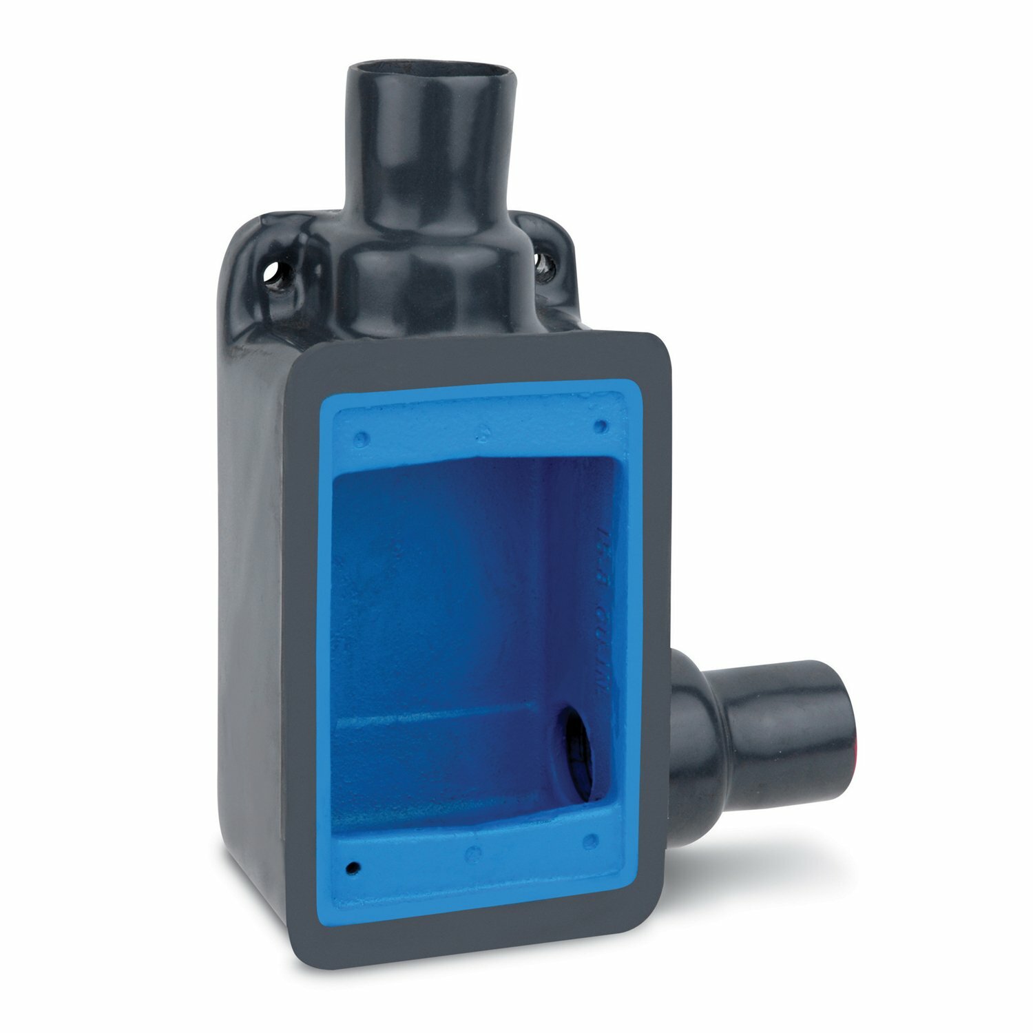 PVC Double-Coated Hub Right Device Box, FS Series, Single Gang, Shallow Style, Pipe Size 3/4 Inch/21 Metric, Iron Alloy, Gray