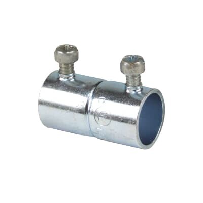 Set Screw Coupling, Concrete Tight, Conduit Size 1-1/4 Inch, Length 2.875 Inches, Material Zinc Plated Steel, For use with EMT Conduit