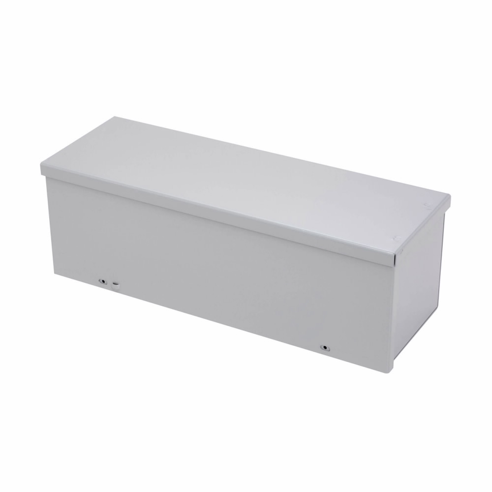 Eaton B-Line series wiring trough, 4" height, 48" length, 4" width, GRT NK wiring trough, Embossed thru holes, No knockouts, Screw cover, NEMA 3R, Steel, Plated screws, ANSI 61 gray, 16 gauge