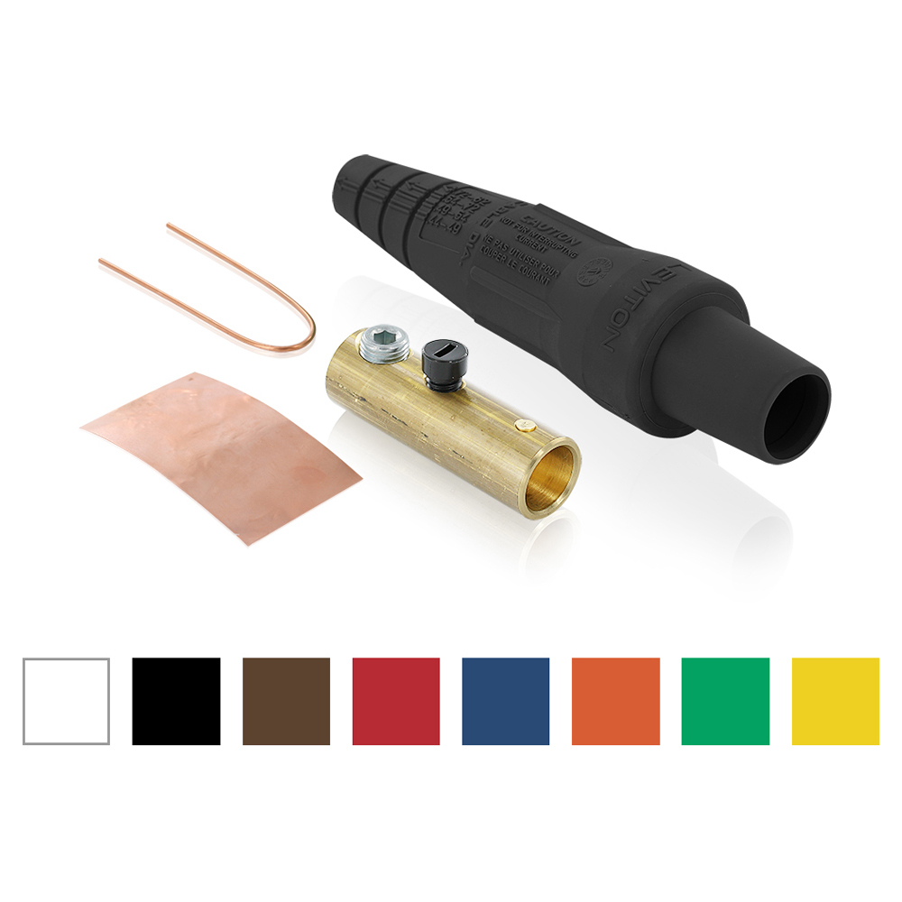 16 Series Single Pole Cam Type Female Detachable Plug, Thermo-plastic Screw, Taper Nose, Single Set Screw, 600 Volts, Rated Up To 300 Amperes Continuous Cable Range - 2 To 2/0-Black