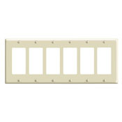 6-Gang Decora/GFCI Device Decora Wallplate, Standard Size, Thermoset, Device Mount, Light Almond