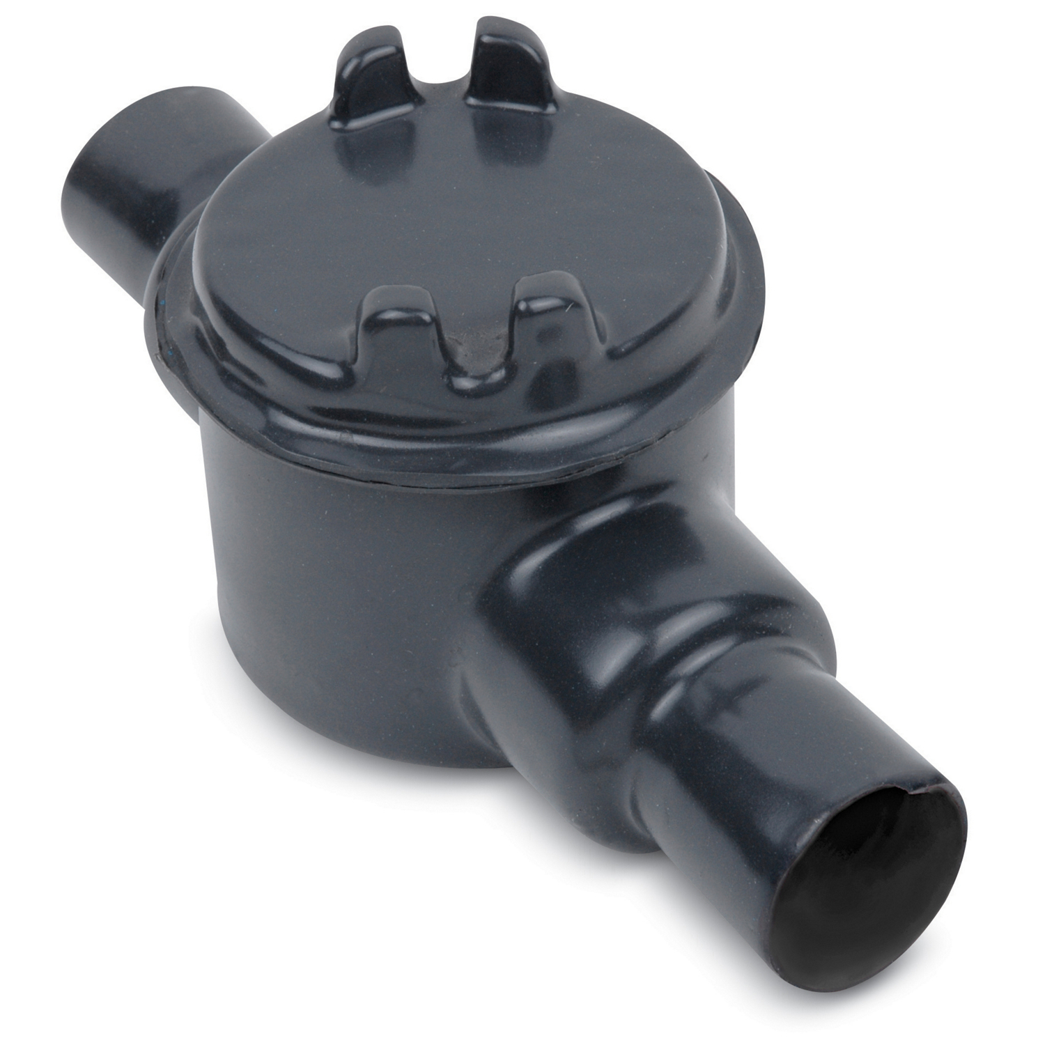 PVC Double-Coated Conduit Outlet Box for Hazardous Locations, GUAC Type - I Shape, Pipe Size 3/4 Inch/21 Metric, Box is Ductile Iron with Zinc Plating, Cover is Die Cast Aluminum, Cover Opening 3.00 Inch/76.20 Millimeters, Gray