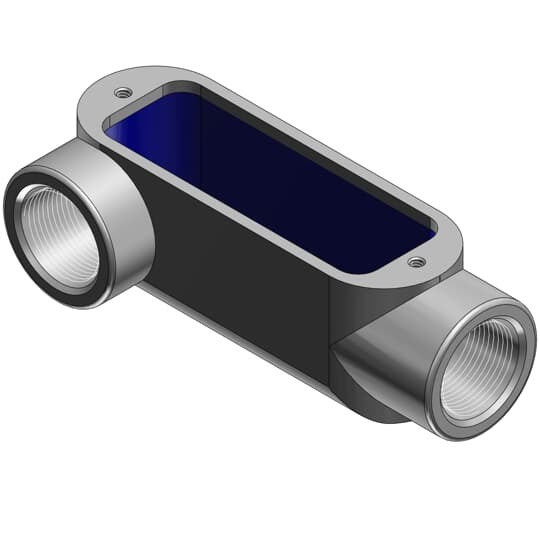 1 Inch Form 8, LR Conduit Body, Body Material Gray Iron with Zinc Plating and Baked On Epoxy Powder Coat with BlueKote Internal Coating for Use with Rigid/IMC Conduit