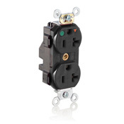 20 Amp, 125 Volt, Lev Lok Duplex Receptacle, Isolated Ground, Hospital Grade, Black