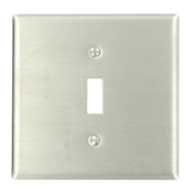 2-Gang 1-Toggle Centered Device Switch Wallplate, Device Mount, Stainless Steel