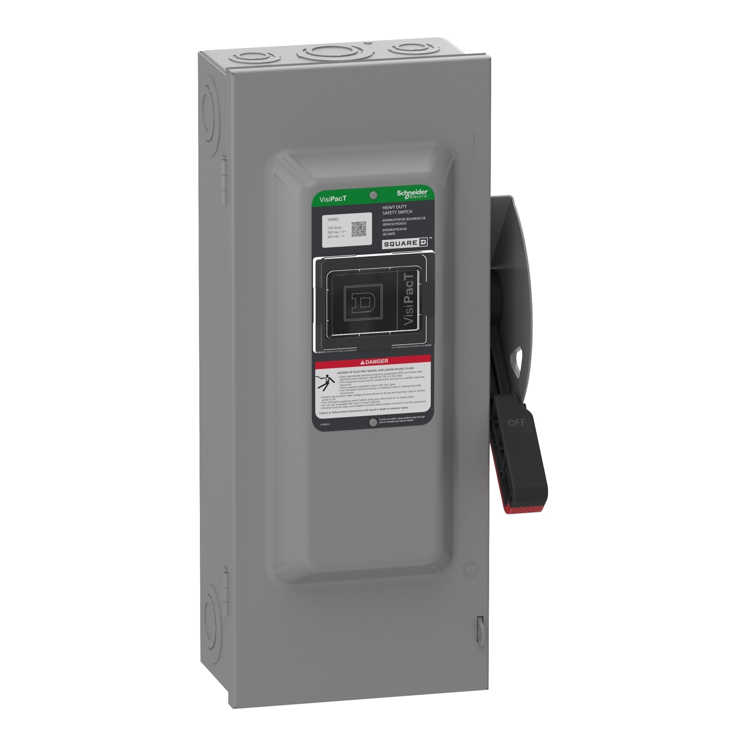 Safety switch, VisiPacT, heavy duty, fused, viewing window, NEMA 1, 600V, 100A, 3 pole