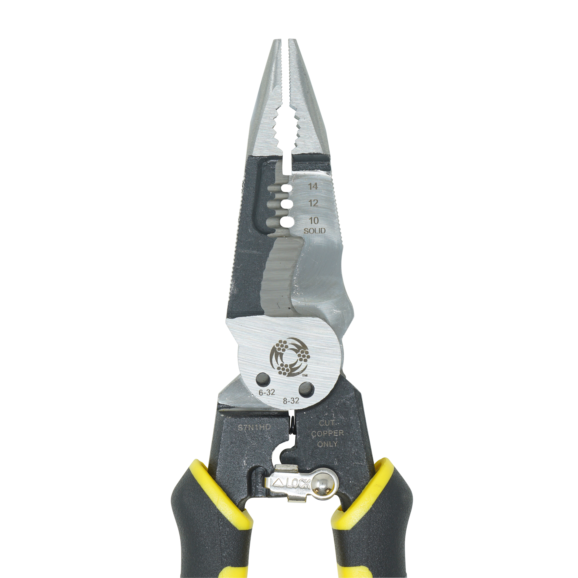 The Southwire Forged ROMEX  Stripper easily strips SNM1214HD, 12/2 14/2 ROMEX STRP HD. Made from heavy duty forged steel and comes with wide knurled jaw for gripping & twisting multiple conductors at one time.