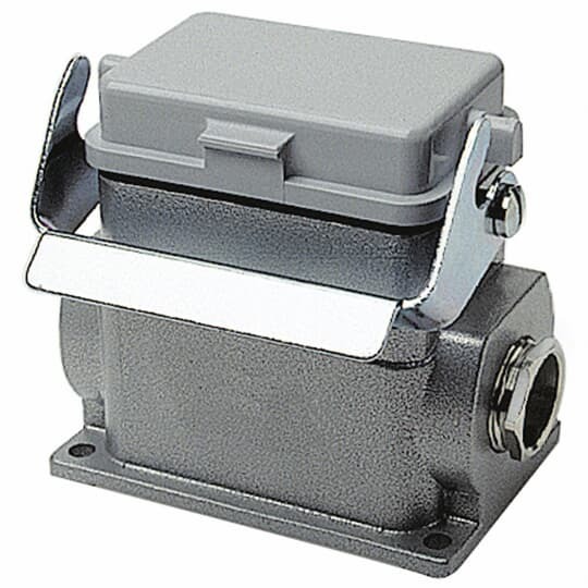 Single lever locking base with cover, 10 contacts with ground connection, NPT entry - 1 Inch x 1/2 Inch
