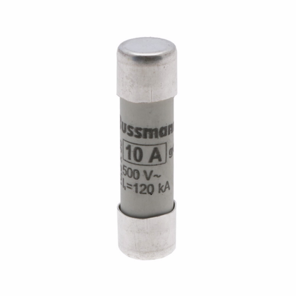 Eaton Bussmann series low voltage cylindrical fuse, 500V, 10A, 120 kAIC, CHM fuse holder, fuse, Ferrule end X ferrule end, Class C gL/gG, Cylindrical, Ceramic body, Silver-plated copper endcap
