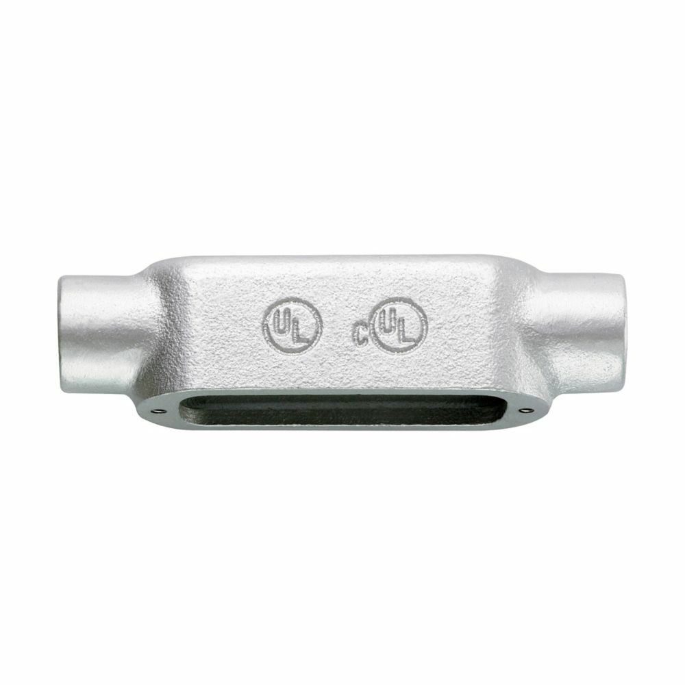 Eaton Crouse-Hinds series Condulet Form 5 conduit outlet body, Malleable iron, Hot dip galvanized finish, C shape, 3/4"