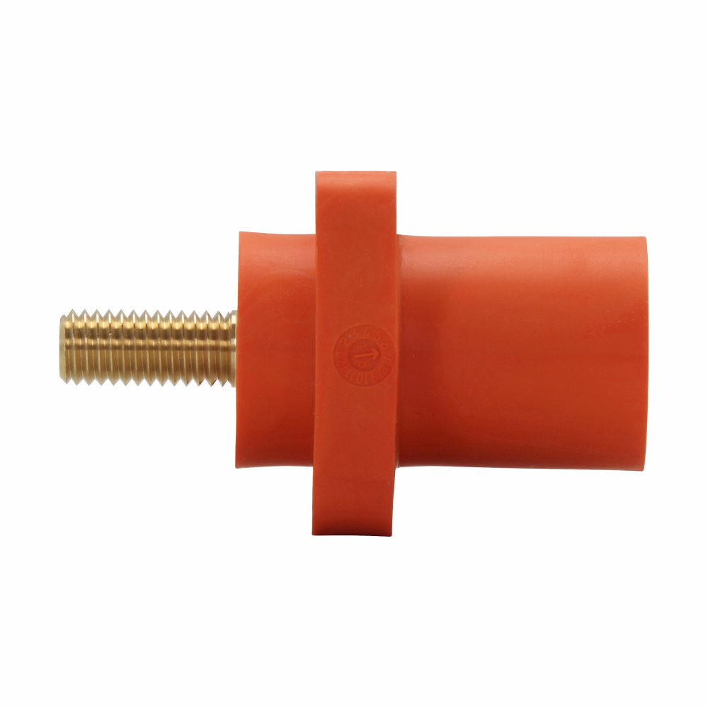 Eaton Crouse-Hinds series Cam-Lok J Series E1016 insulated receptacle, Up to 400A continuous, #6 AWG-250 kcmil, Green, Male, Thermoplastic elastomer (TPE), 1-1/8", Threaded stud, 600 Vac/dc