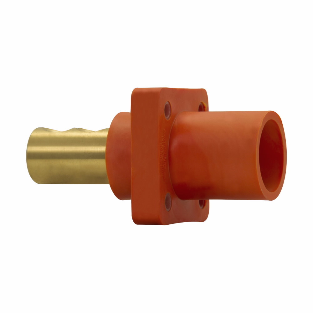Eaton Crouse-Hinds series Cam-Lok J Series E1016 insulated receptacle, Up to 400A continuous, 1/0-4/0 AWG, Green, Double set screw, Male, Thermoplastic elastomer (TPE), 600 Vac/dc