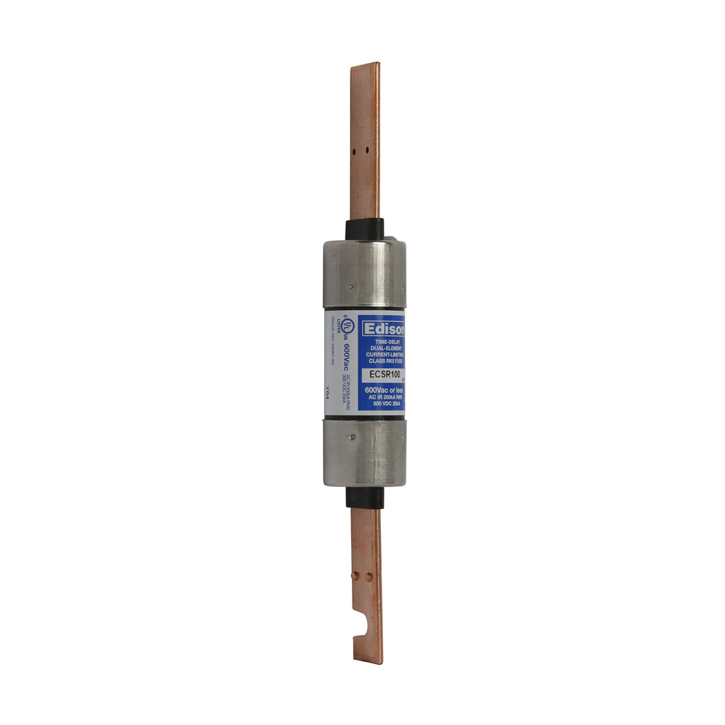 Eaton Edison ECSR fuse, Time-delay current-limiting fuse, Superior overload and cycling capabilities, 90 A, Dual, Class RK5, Non-indicating, Blade end x blade end, 10 sec at 500%, 200 kAIC, Standard, 600 V