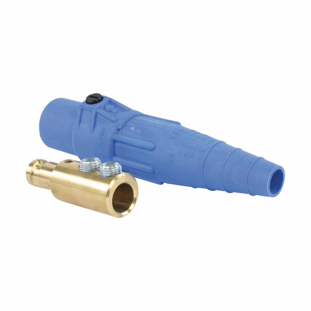 Eaton Crouse-Hinds series Cam-Lok J Series E-Z1016 plug, Up to 400A continuous, 2/0-4/0 AWG, White, Double set screw, Brass contacts, Male, Thermoplastic elastomer (TPE), Non-vulcanized, 600 Vac/dc