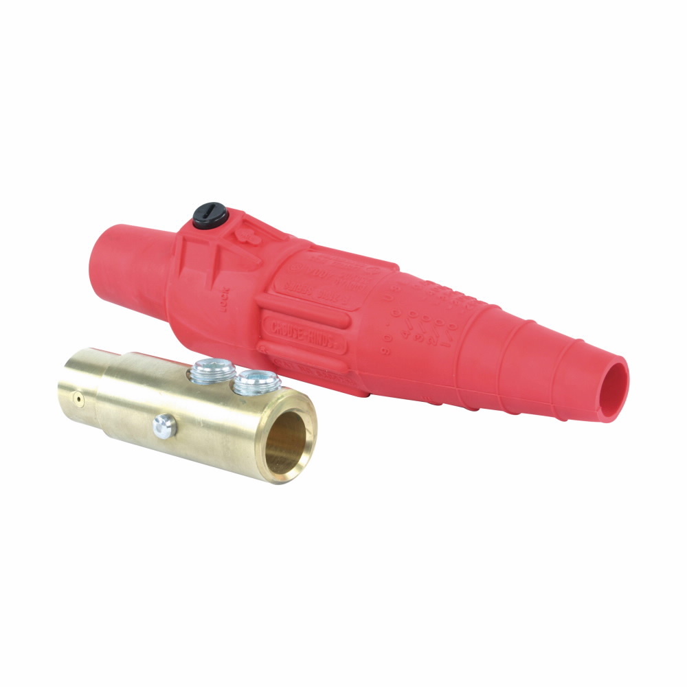 Eaton Crouse-Hinds series Cam-Lok J Series E-Z1016 plug, Up to 400A continuous, 2/0-4/0 AWG, White, Double set screw, Brass contacts, Female, Thermoplastic elastomer (TPE), Non-vulcanized, 600 Vac/dc