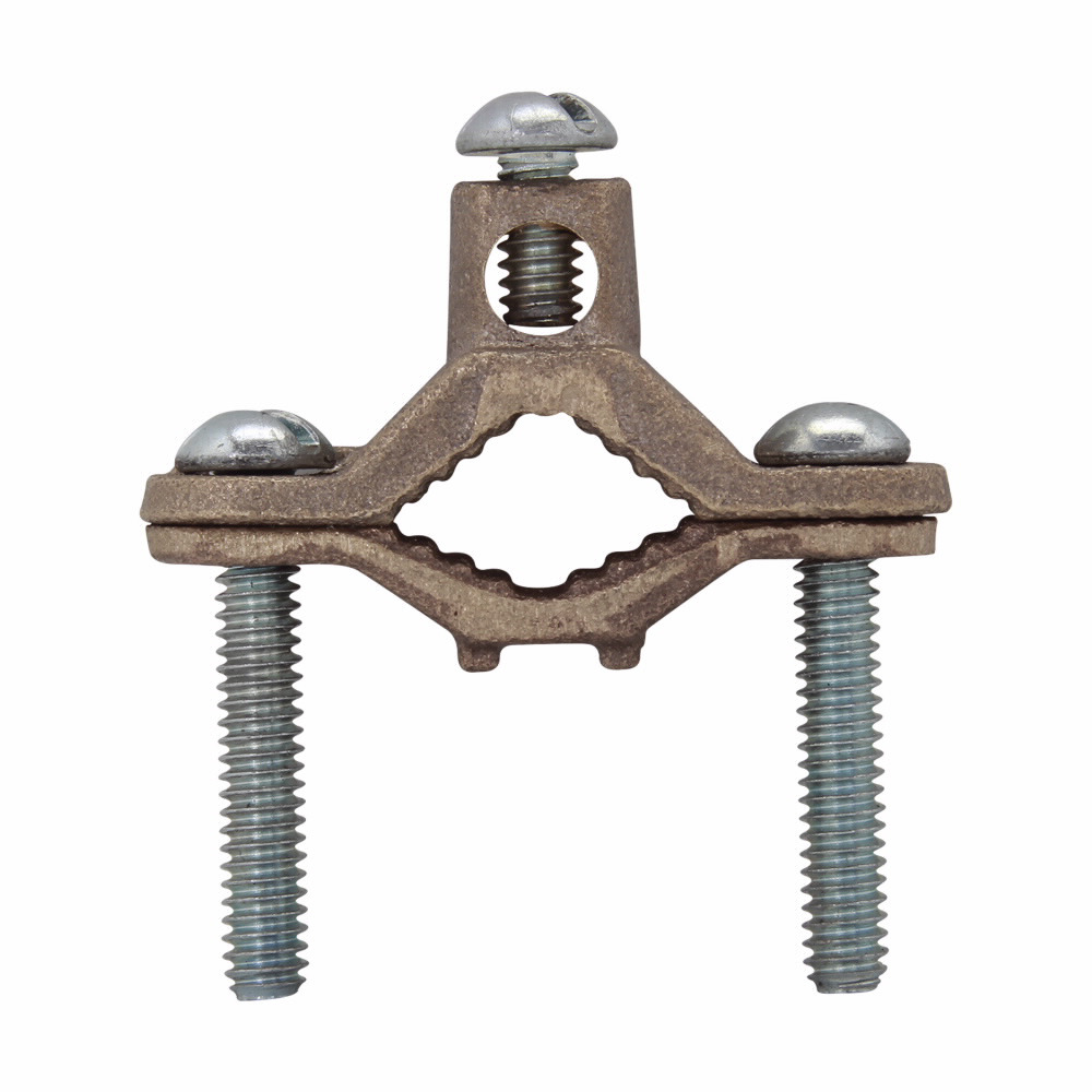 Eaton Crouse-Hinds series ground clamp, 2-1/2"-4" clamping range, Copper alloy, Bare wire