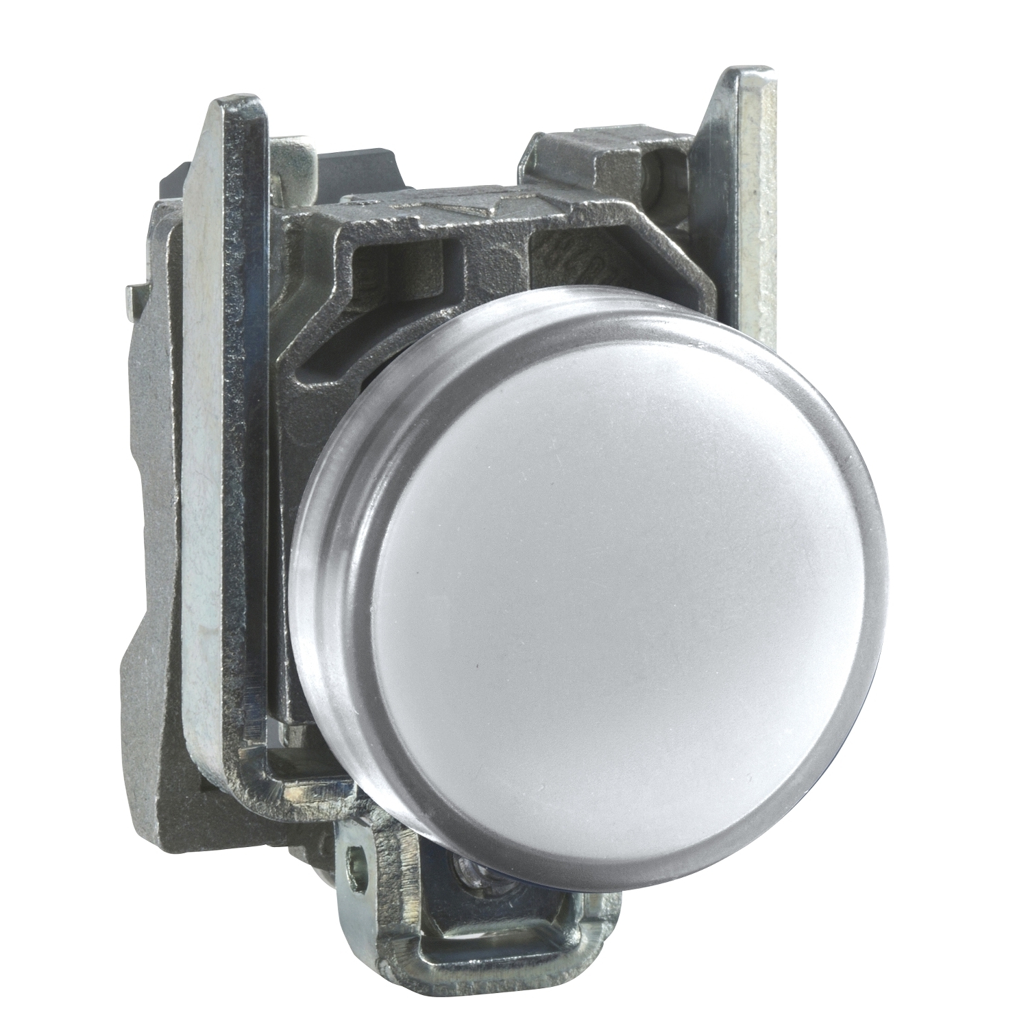 Pilot light, Harmony XB4,metal, white, 22mm, universal LED, plain lens, 230...240V AC