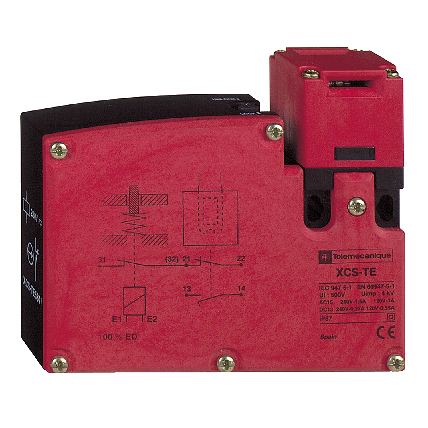 Safety switch, Telemecanique Safety switches XCS, plastic XCSTE, 1NC+1 NO, slow break, 2 entries tapped Pg 11, 24 V