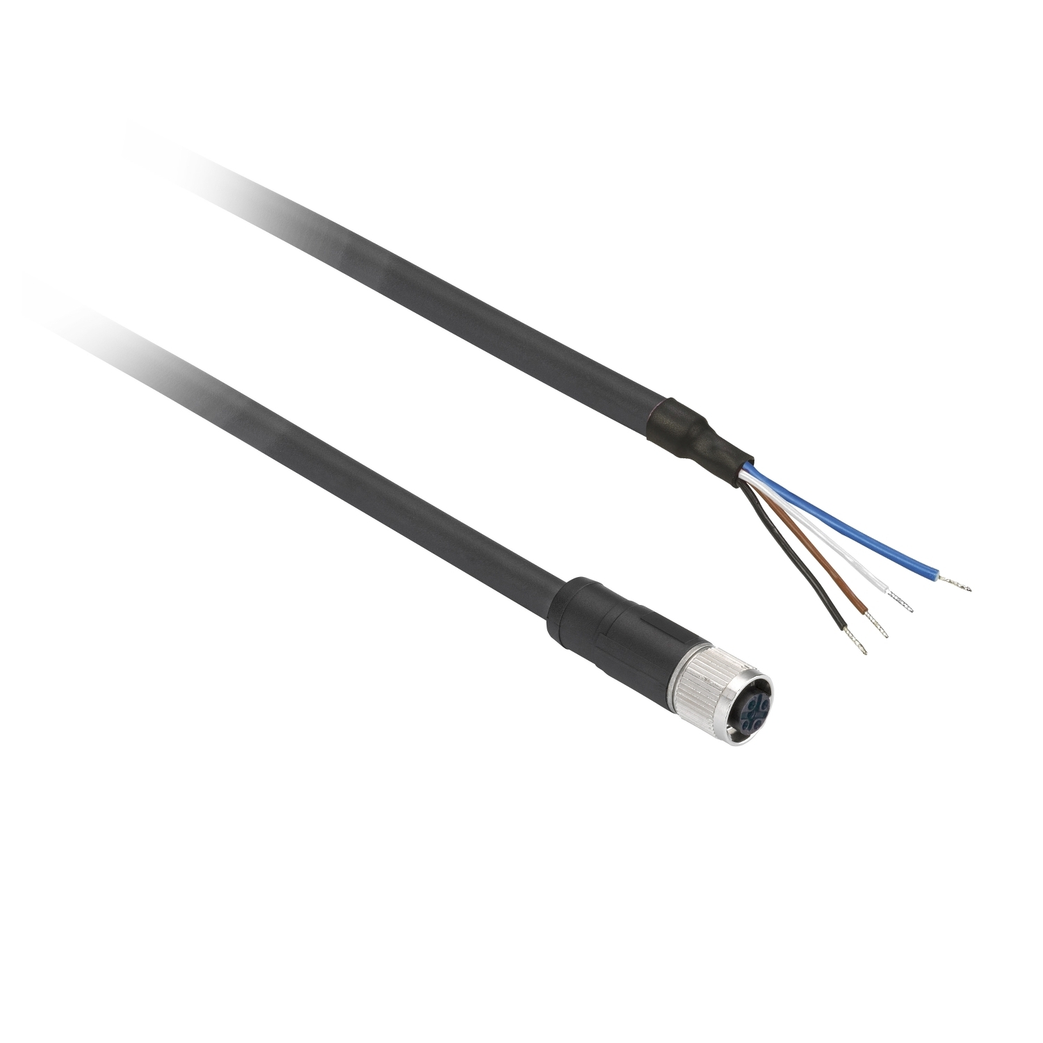 Pre wired connectors XZ, straight female, M8, 4 pins, cable PUR 10 m
