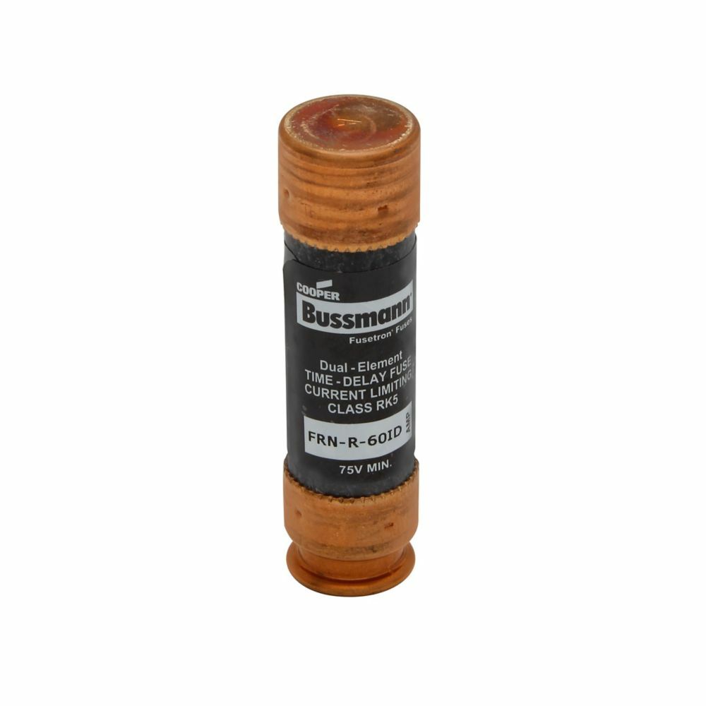 Eaton Bussmann series FRN-R fuse, 60 A, Dual, Class RK5, With Indicator, Ferrule end x ferrule end, 10 sec at 500%, 20 kAIC at 125 Vdc,200 kAIC at 250 V, Standard, 250 V, 125 Vdc