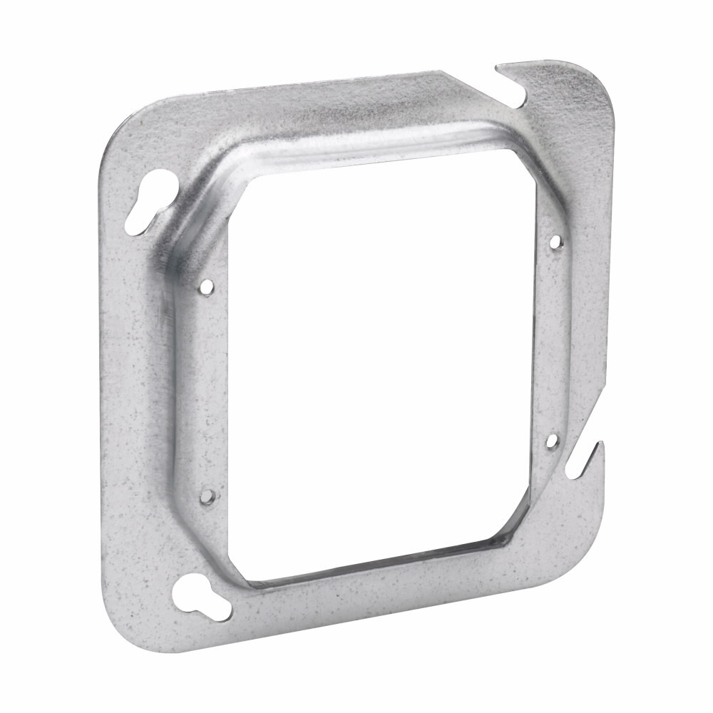 Eaton Crouse-Hinds series Square Cover, 4-11/16", Natural, Raised surface, two device, Steel, 5/8" raised, 8.0 cubic inch capacity