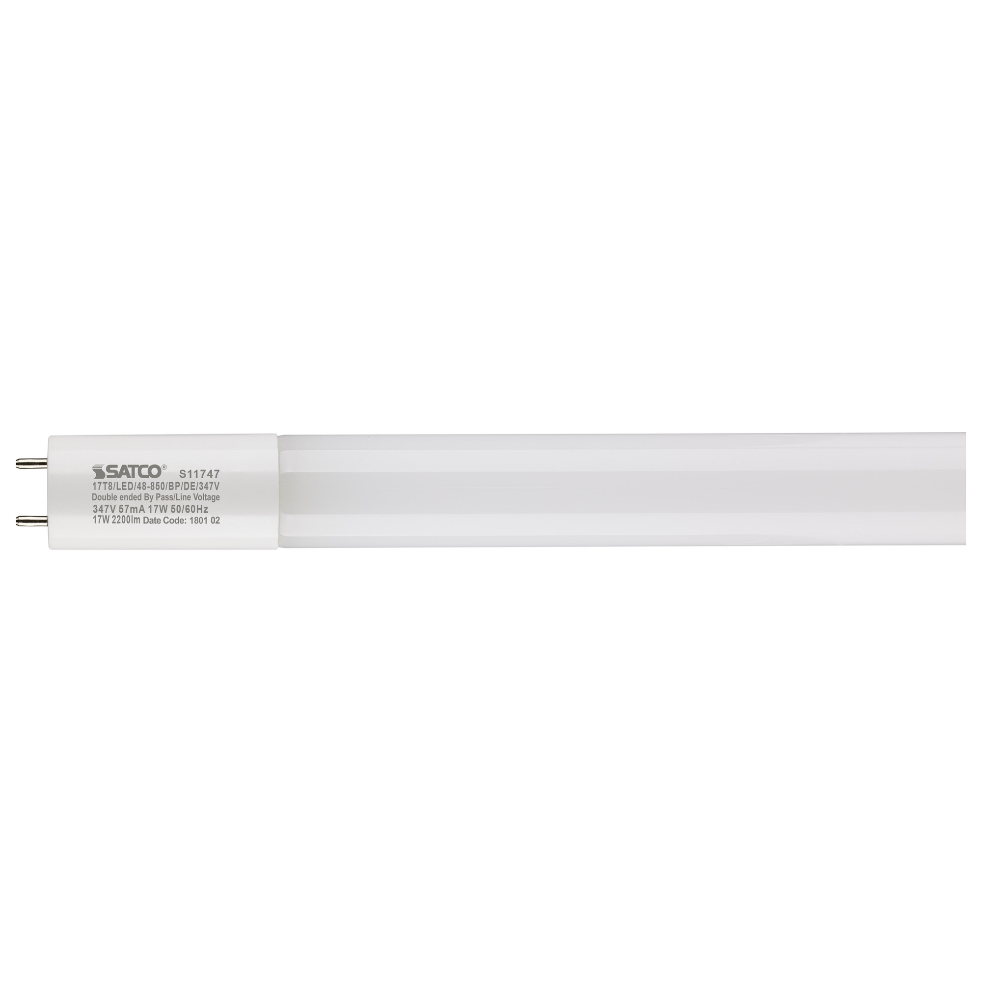 17 Watt 4Ft LED T8 - 5000K - 347V Canada Only - G13 Base - Type B Ballast Bypass - Double Ended Wiring