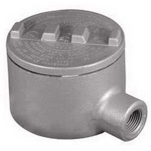 Conduit Outlet Box, E-Style Dust-Ignitionproof Explosionproof, Series: GR Series, 3/4 in, 3.38 in Cover Opening Size, 18 cu-in, For Use With: Threaded Metallic Conduit System, Aluminum, Epoxy Powder Coated, 3-3/4 in H x 3-3/4 in W x 2-1/4 in D
