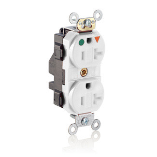  20 Amp, 125 Volt, Lev Lok Duplex Receptacle, Isolated Ground, Tamper Resistant, Hospital Grade, White