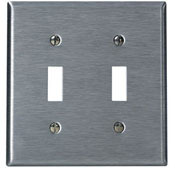 2-Gang, 2-Toggle Switch, Wallplate, Midway Size, Stainless Steel